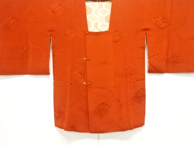 JAPANESE KIMONO / VINTAGE MICHIYUKI COAT / SILK / WOVEN BRANCH UME & RHOMBUS