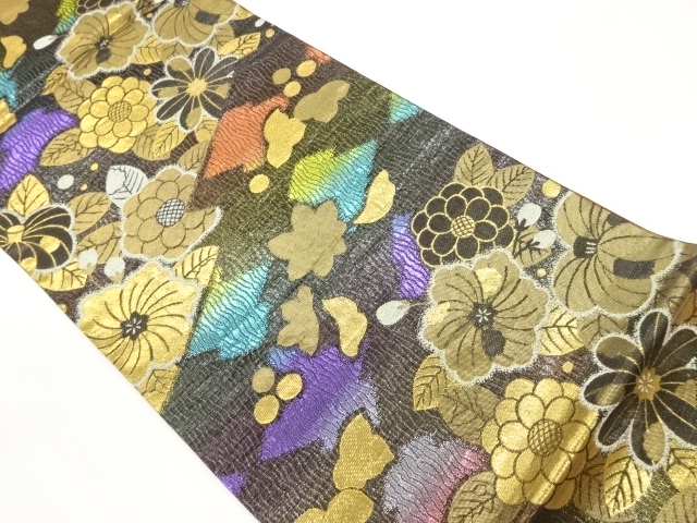 着物・帯 ] - 袋帯 草花に抽象模様織り出し袋帯 | 宗 sou::お茶道具 