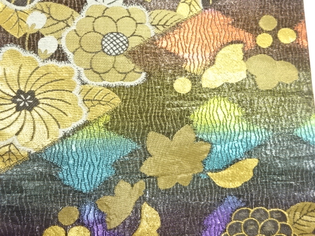 着物・帯 ] - 袋帯 草花に抽象模様織り出し袋帯 | 宗 sou::お茶道具 