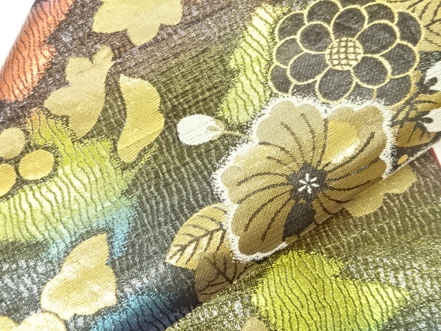 着物・帯 ] - 袋帯 草花に抽象模様織り出し袋帯 | 宗 sou::お茶道具 