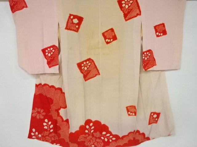 JAPANESE KIMONO / ANTIQUE JUBAN / SILK / KINSHA / CLOUDS & FLOWERS