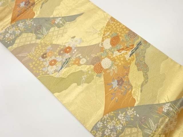 JAPANESE FUKURO OBI / WOVEN FLORAL PLANTS