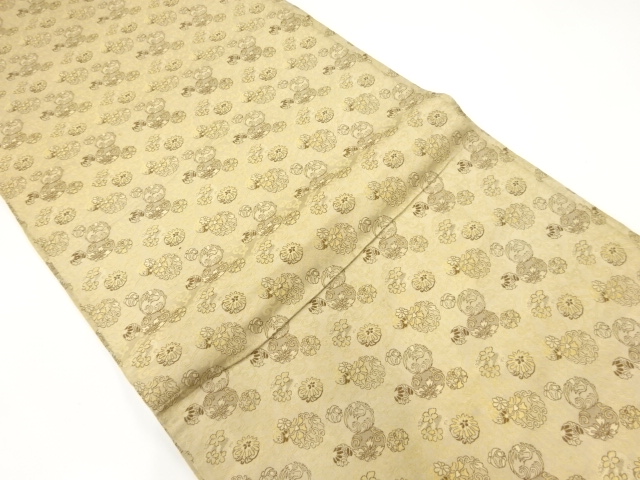 アンティーク　花鳥模様織出し丸帯（材料）