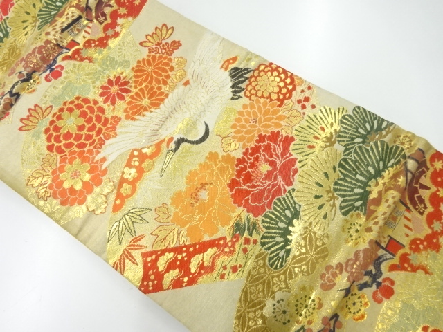 JAPANESE KIMONO / ANTIQUE NAGOYA OBI / WOVEN SHOCHIKUBAI