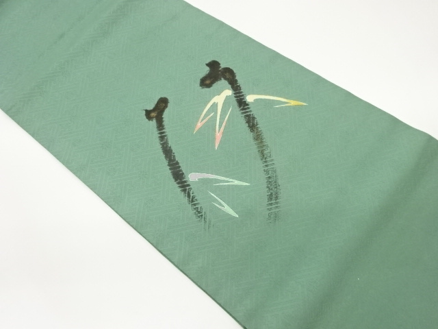 金彩抽象笹模様開き名古屋帯（額縁仕立て）