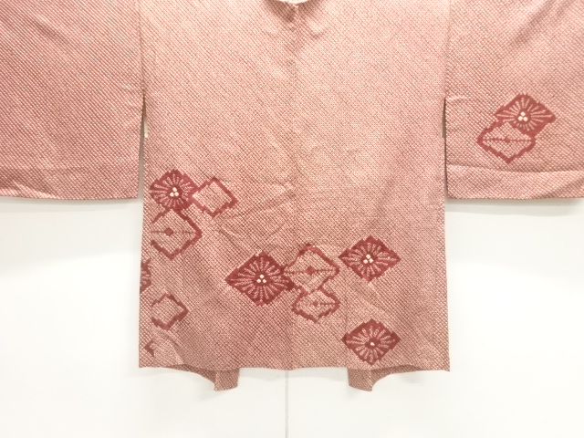 JAPANESE KIMONO / ANTIQUE HAORI / SILK / ALL SHIBORI / ABSTRACT RHOMBUS