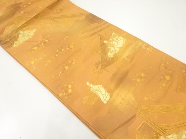 未使用品　時代人物模様織出し袋帯（未仕立て）