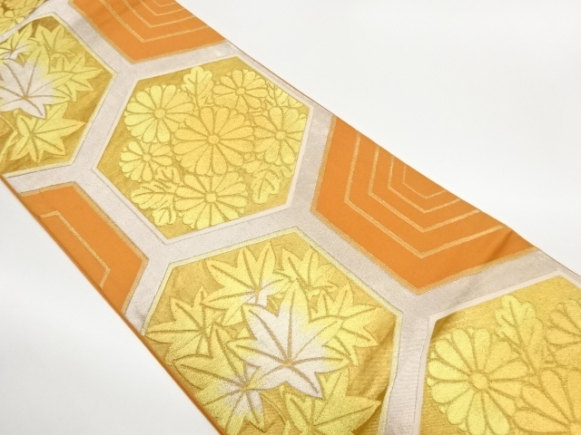 JAPANESE FUKURO OBI / WOVEN KIKU / BY KAWASHIMA SELKON