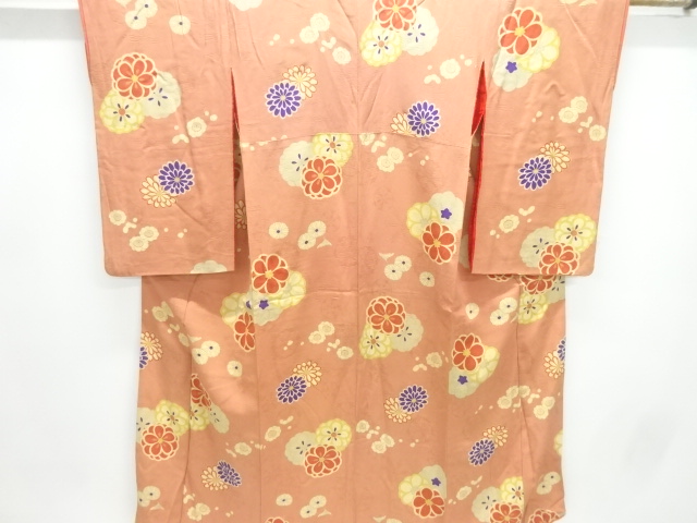 JAPANESE KIMONO / ANTIQUE KIMONO / SILK / MON KINSHA / FLOWER