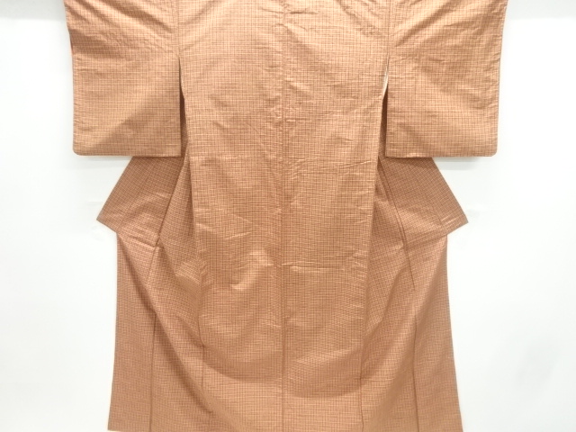JAPANESE KIMONO / ANTIQUE KIMONO / TAISHO ROMAN STYLE / TSUMUGI / WOVEN GRID