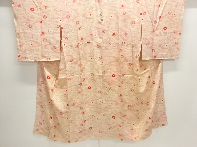 JAPANESE KIMONO / ANTIQUE HITOE JUBAN / SILK / MON KINSHA / FLOWER