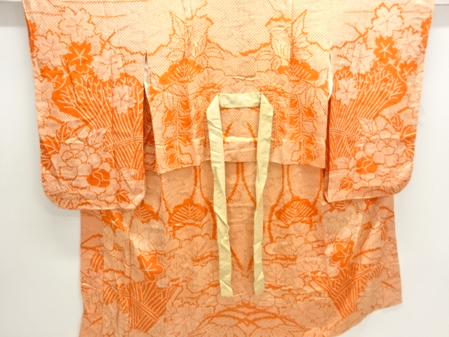 JAPANESE KIMONO / ANTIQUE JUBAN / SILK / MON KINSHA / PINE & WISTERIA