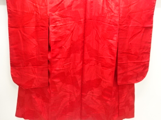 JAPANESE KIMONO / ANTIQUE JUBAN / SILK / WOVEN CRANES
