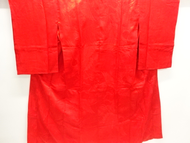 JAPANESE KIMONO / ANTIQUE JUBAN / SILK / WOVEN PINE & CRANE