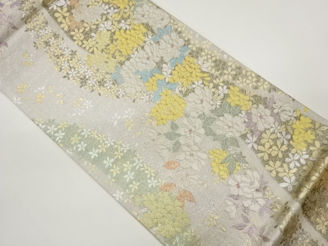花々模様織出し袋帯