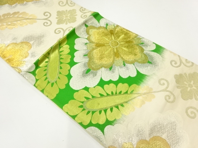 山下織物製　花模様織出し袋帯