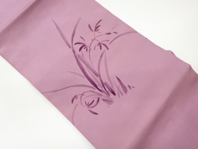 JAPANESE NAGOYA OBI / SHIOZE / HAND PAINTED / FLORAL PLANTS