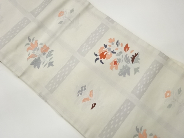 JAPANESE KIMONO / WEAVING OF A FLOWER / GRASS PATTERN A LATTICE NAGOYA