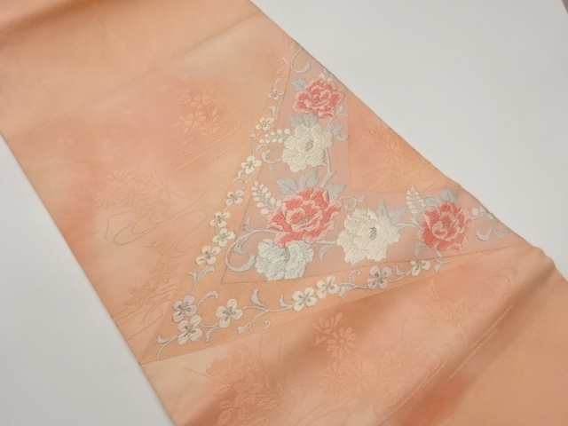 JAPANESE KIMONO / STRIPE / FLOWER ARABESQUE PATTERN WOVEN NAGOYA OBI