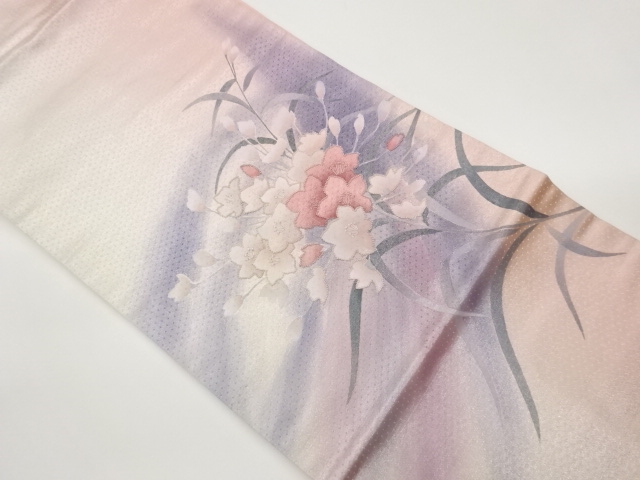 JAPANESE NAGOYA OBI / EMBROIDERY / FLORAL PLANTS