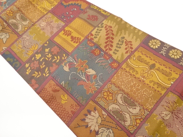 JAPANESE NAGOYA OBI / WOVEN FLORAL PLANTS