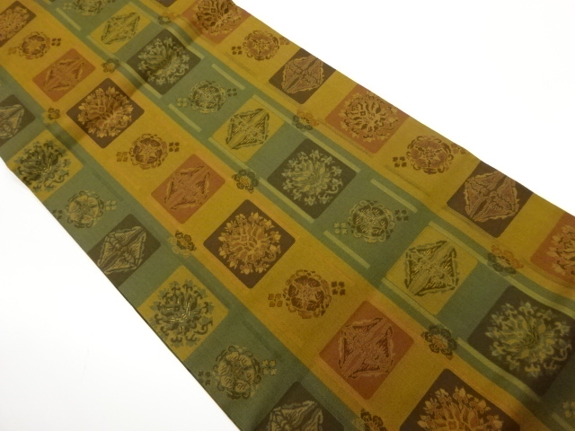 JAPANESE HIRAKI NAGOYA OBI / WOVEN SHIKISHI PATTERN