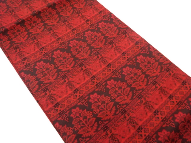 JAPANESE HIRAKI NAGOYA OBI / WOVEN ABSTRACT FLOWER