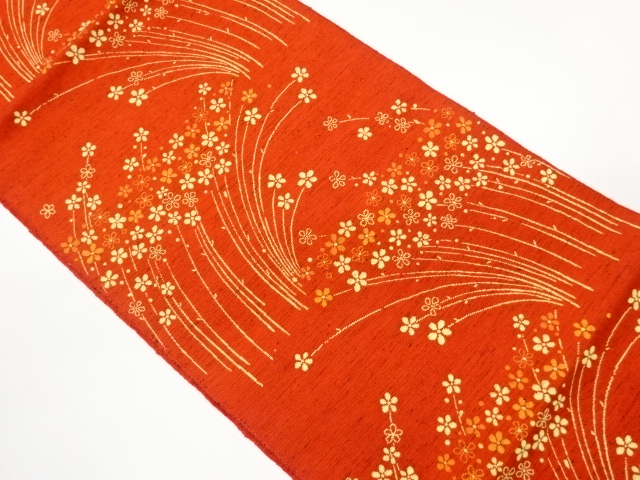 JAPANESE NAGOYA OBI / TSUMUGI / WOVEN FLORAL PLANTS