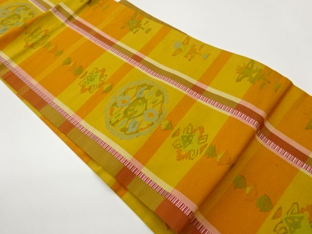 JAPANESE NAGOYA OBI / TSUMUGI / WOVEN FLOWER CREST