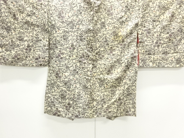 JAPANESE KIMONO / ANTIQUE HAORI / SILK / MON KINSHA / FLORAL PLANTS