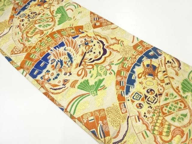 JAPANESE KIMONO / ANTIQUE MARU OBI / WOVEN JAPANESE MUSICAL INSTRUMENTS