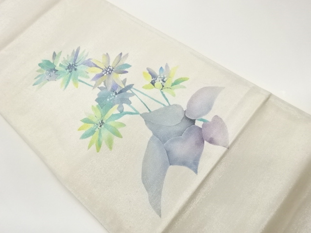 作家物　花葉模様袋帯