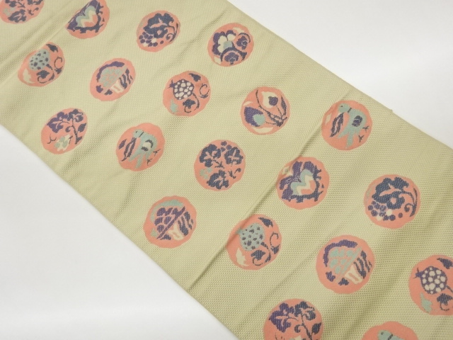 JAPANESE NAGOYA OBI / CHIKUZEN HAKATA / WOVEN FLORAL PLANTS
