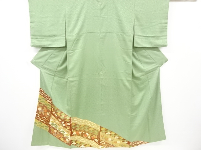 SALE!! JAPANESE KIMONO / IRO-TOMESODE / EMBROIDERY / KINSAI / PINE & UME