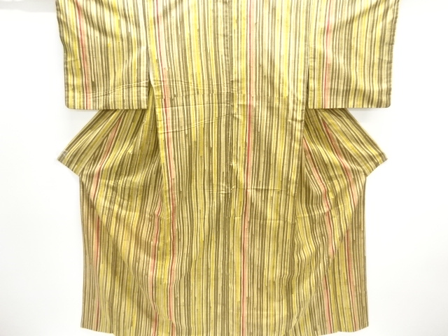 アンティーク　縞模様手織り紬着物