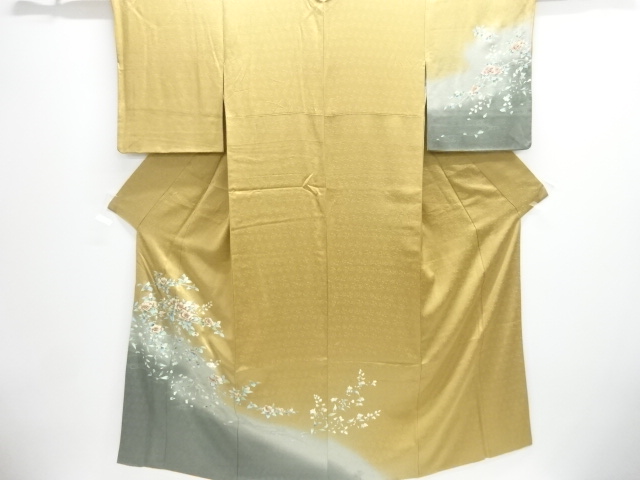 JAPANESE KIMONO / HOMONGI / SILK / STREAM & FLOWERS