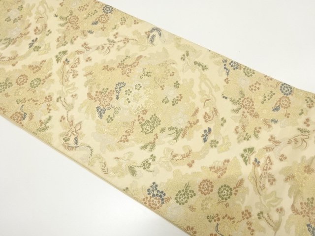 アンティーク　菱に花鳥更紗模様織り出し袋帯（材料）