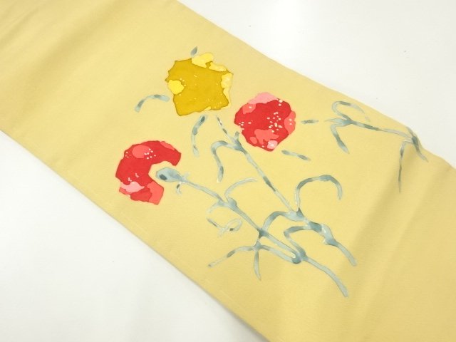 抽象草花模様名古屋帯