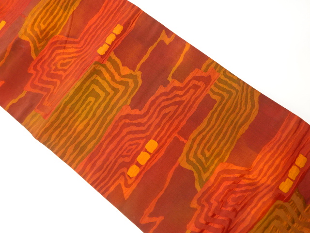 JAPANESE KIMONO / VINTAGE NAGOYA OBI / WOVEN ABSTRACT PATTERN
