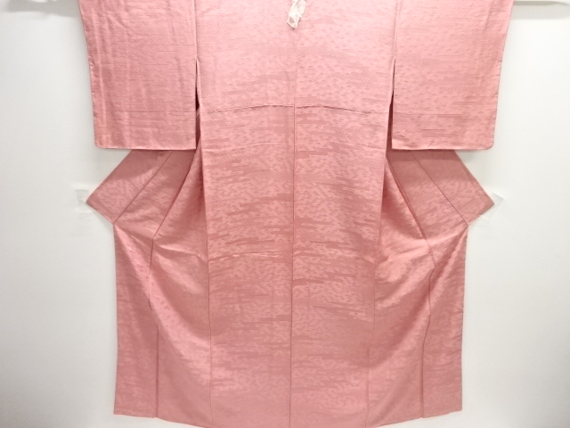 未使用品　ヱ霞に青海波模様織り出し一つ紋色無地着物