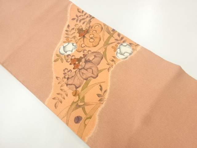 JAPANESE KIMONO / NAGOYA OBI / SILK / SHIBORI / CHIRIMEN / PAULOWNIA