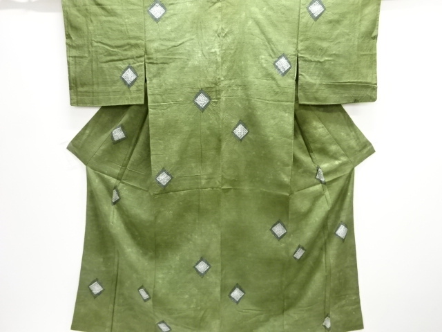 JAPANESE KIMONO / SILK / TSUMUGI / SHIBORI / RHOMBUS