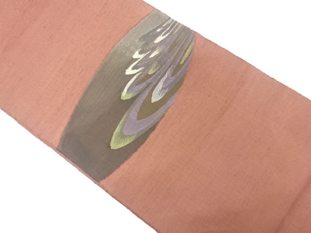 JAPANESE KIMONO / NAGOYA OBI / SILK / HAND WOVEN TSUMUGI / ABSTRACT FLOWERS