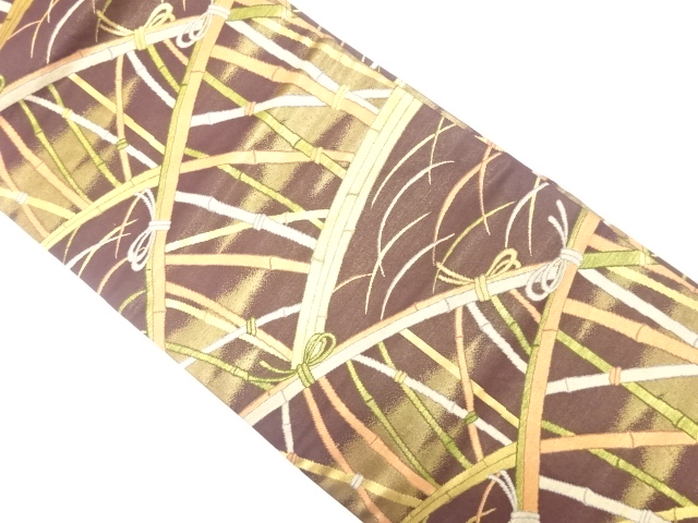 JAPANESE KIMONO / NAGOYA OBI / SILK / WOVEN GRASS