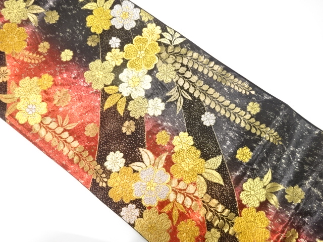 桜に藤模様織り出し　振袖用袋帯