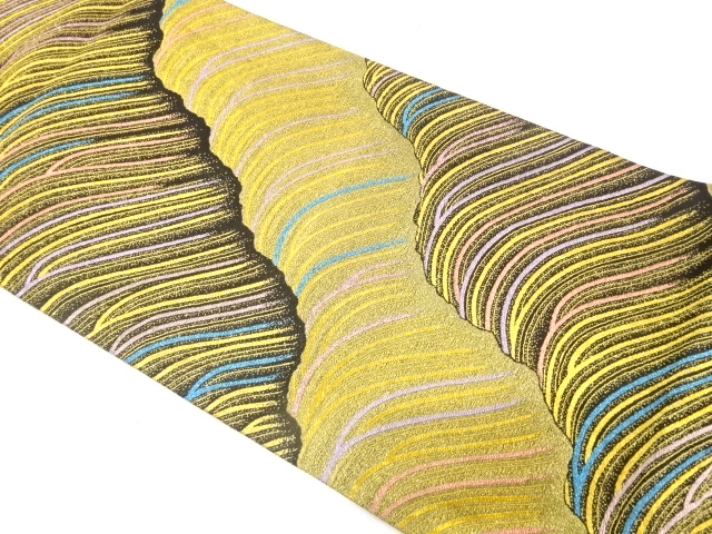 JAPANESE KIMONO / FUKURO OBI FOR FURISODE / SILK / WOVEN ROUGH WAVE