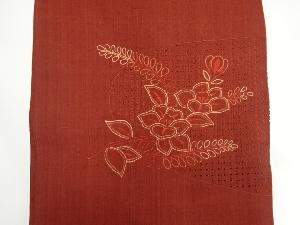 着物・帯 ] - 名古屋帯 リサイクル 未使用品 手織り紬藤に花模様刺繍 