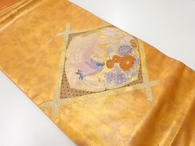 JAPANESE KIMONO / VINTAGE NAGOYA OBI / WOVEN PHOENIX & KIKU