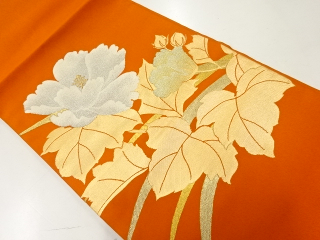 リサイクル　草花模様織出し名古屋帯
