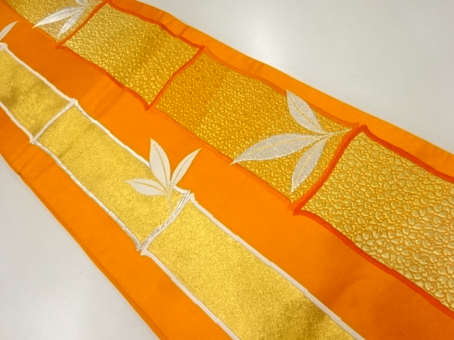 JAPANESE KIMONO / ANTIQUE FUKURO OBI / SILK / WOVEN BAMBOO GRASS